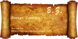 Benye Zdenka névjegykártya